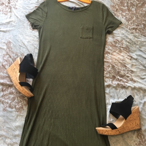 Green Ribbed Bodycon Dress One Clothing S:Large - Picture 3 of 4
